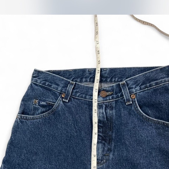 Dark Wash Vintage Lee Denim Mom Jeans Straight Leg 28X31 High-rise - Picture 5 of 8